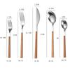 Simplicity Stainless Steel Spoon Fork Knife Wood Grain Portable Steak Knife Western Tableware Thickened Dessert Spoon