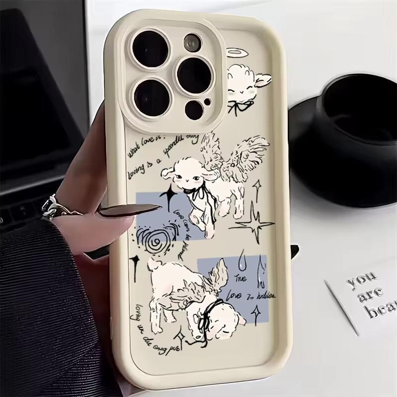 Angel Sheep Phone Case For iPhone 17 Pro 16 15 14 13 12 11 Pro Max XS XR 17 Air 16E Soft Silicone Cover