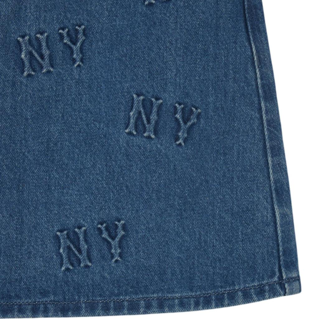 New MLB SS24 New York Yankees Denim Short Skirts Women's Blue 3FDSM0343-50INS