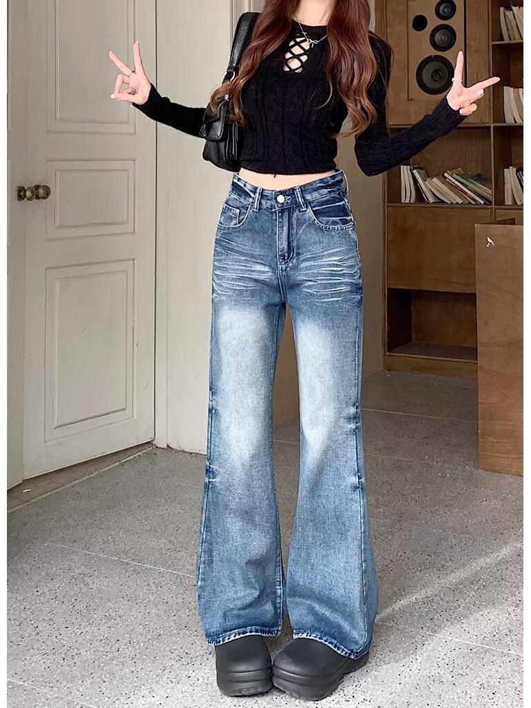 

Женские джинсы клеш в стиле ретро хай-стрит - Свободные брюки с широкими штанинами длиной до пола 4XL: 155-165cm, 165-175 jin