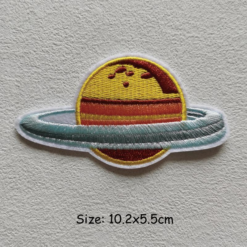 Alien Planet Rocket Patch Iron On Embroidered Sew On Sun Astronaut Jet Aircraft Meteorite Patch Fabric New Heat Transfer Garment Accessory DIY