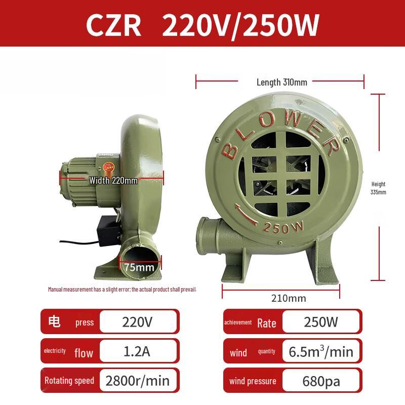 Jinggong 250W Cast Iron Single-Phase Blower Fan CN plug (adapter included)