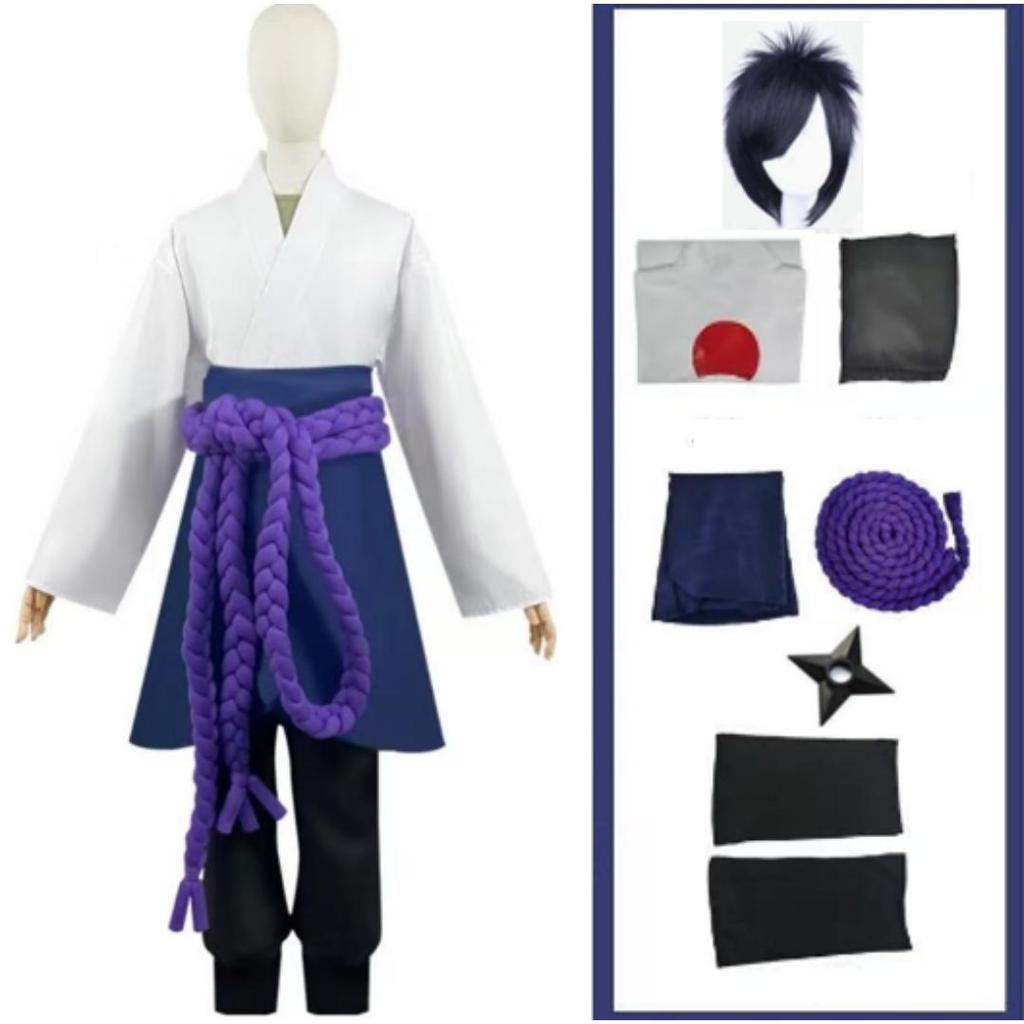 Anime Uchiha Sasuke Cosplay Costume Haut Pantalon Ceinture Cos Convention Cadeau Adulte Version Unisexe