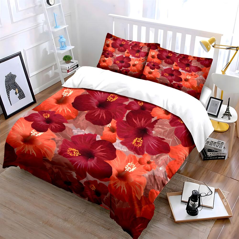 Tropical Floral Three-Piece Set  Kid'S And Adults' Bedroom Decor, Exquisite Three-Piece Bedding Set Gift