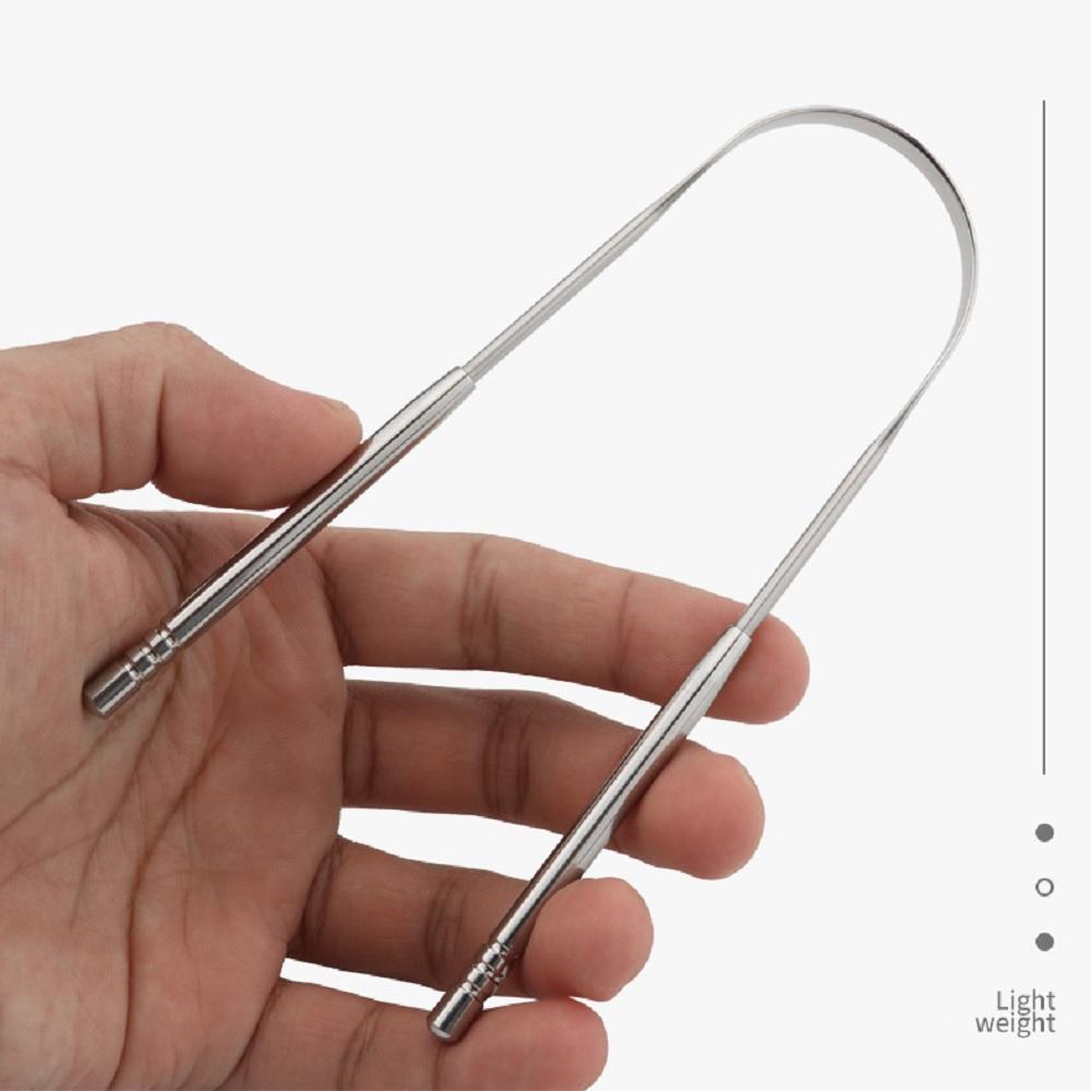2Pcs Tongue Scraper Cleaner Stainless Steel Dental Fresh Breath Cleaning Oral