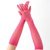 Long Rhinestone Fishnet Gloves for Women Sparkly Mesh Elbow Length Gloves for Rave Party Halloween Wedding Costume Accessories