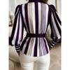 Spring and Autumn New Women's Tops with Bows Fashionable and Casual Long-sleeved Striped Shirts
