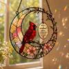 Red Bird Memorial Suncatcher Stained Glass Style Bird on Branch Window Hanging Decor Gift for Loss of Loved
