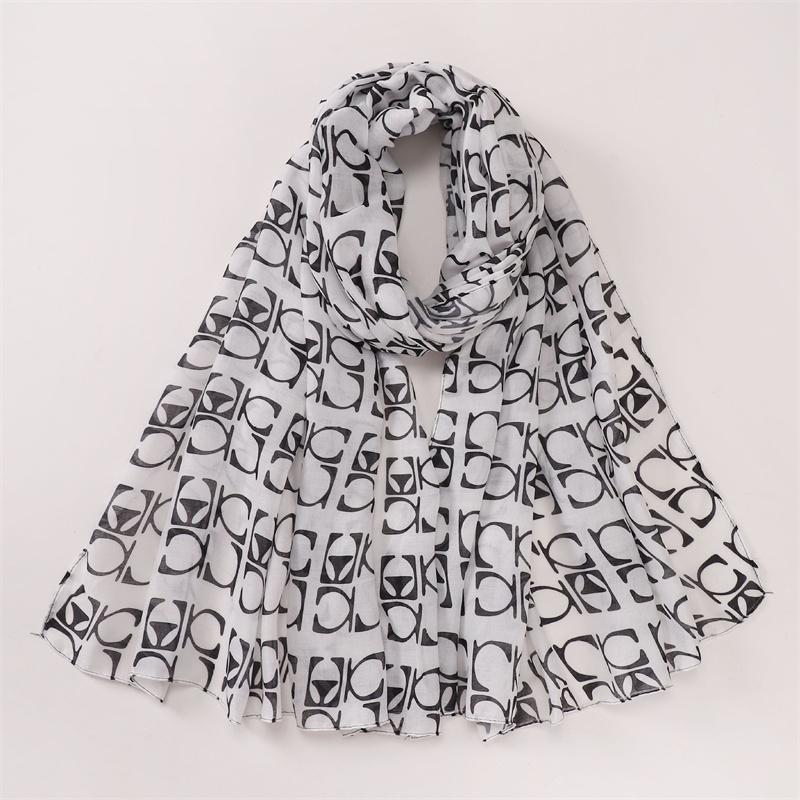 Summer Watercolour Marble Printed Hijab For Women Breathable Soft Modal Cotton Woven Muslim Scarf Turban Camping Sunscreen