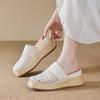 Baotou Summer Thick-soled Wedge Heels Women's Shoes with Perforated Mesh Half Slippers