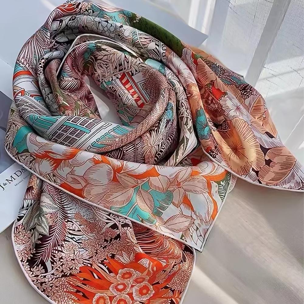 Bysifa|New Green Real Silk Scarf Femmes Foulard Fashion Luxury  100% Silk Scarves Shawls Fall Winter Long Scarves Hijabs