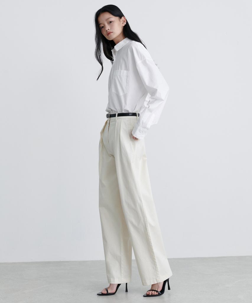 MUSINSA STANDARD WOMAN Women'S Reverse-To-Tuck Wide Chino Pants [Cream]