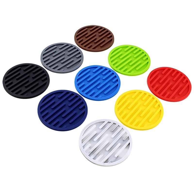 Round 10cm Silicone Coaster - Soft, Heat-Resistant, Marble Stripes, Water Draining