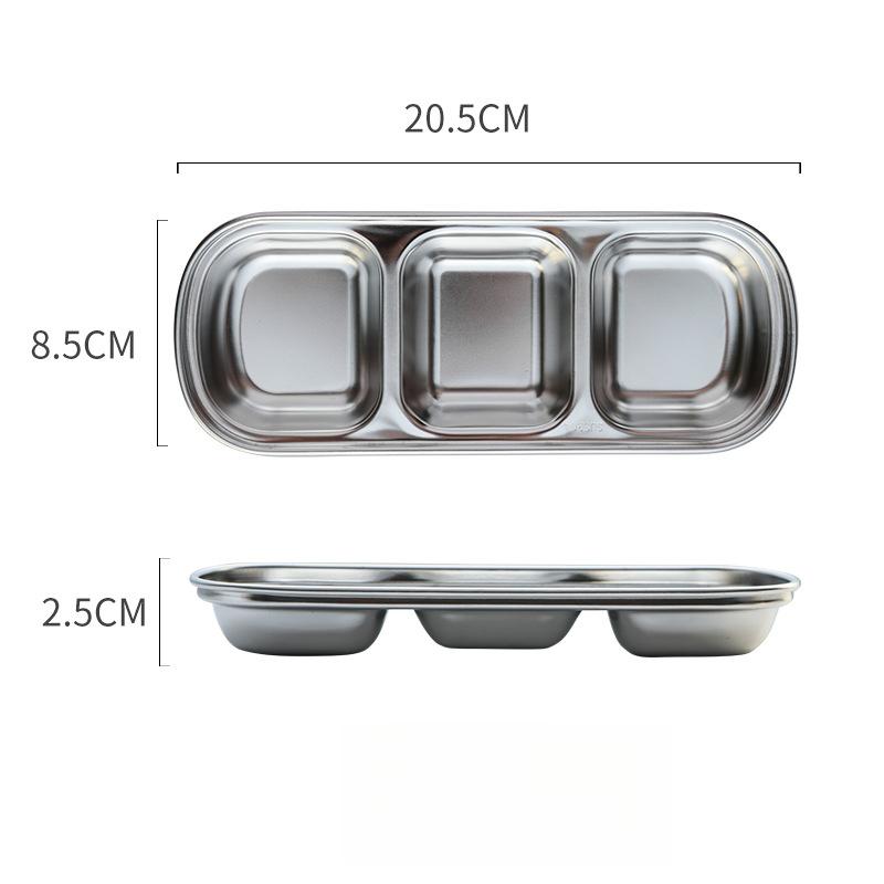 304 Stainless Steel Dip Bowls Seasoning Bowls BBQ Dipping Sauce Plates Thickened Gold Grid Plates Hot Pot Dishes Spice Flavor