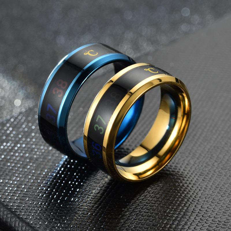 Stainless Steel Smart Temperature-Sensitive Couple Ring with Temperature Display