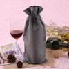 12pcs Grey Linen Fabric Wine Bag Drawstring Closure Burlap Wine Bag  Wedding Favors