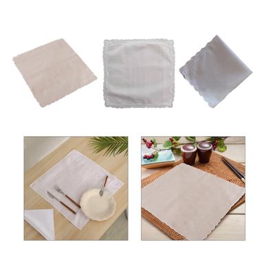 Wedding Handkerchiefs Scallops Lace Edges Hankies Solid Color Lace Cotton Handkerchiefs Great for Bouquets Tableware
