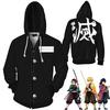 Demon Anime Slayer Kimetsu No Yaiba Zipper Hoodies Sweatshirts Long Coat Sleeve