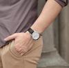 BUREI Armbanduhr, Leder, beliebte Marke, analog, römische Ziffern, einfache, wasserdichte Uhr, stilvolle Pendler-Business-Uhr, silberweiß, Herren
