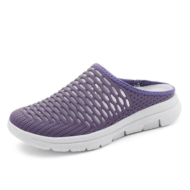 Women's Round Toe Slippers Light Breathable Flats Non-slip Soft Sole Casual Shoes Slip-on Mules for Walking Daily Wear