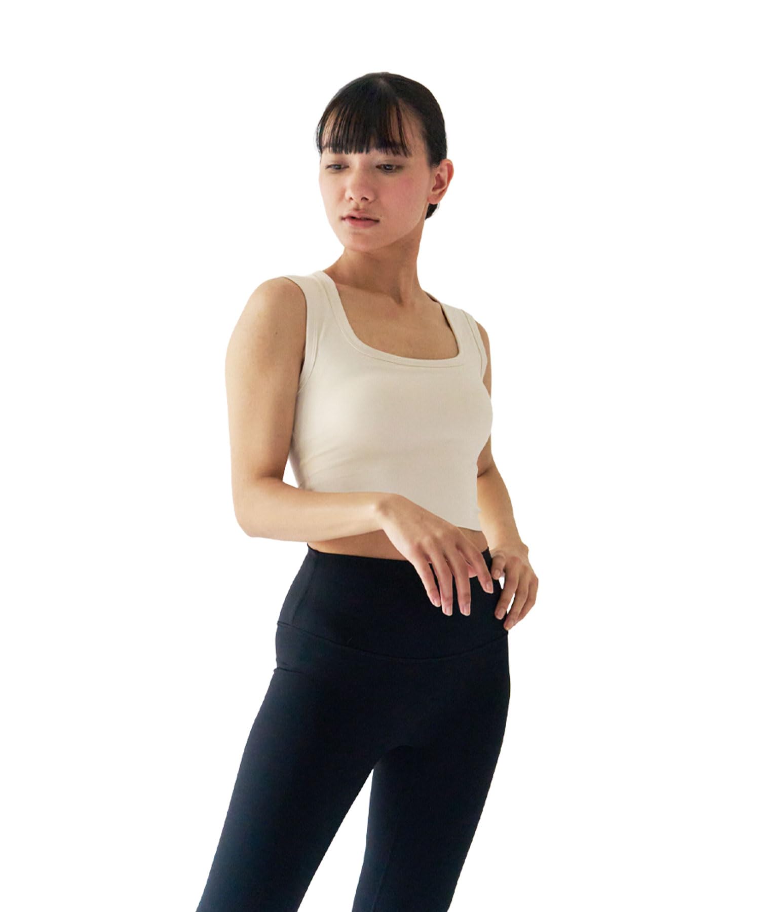 

Топ с квадратным вырезом Zen Wear с изогнутыми плечами для легкости движений, льстящий фигуре, широкий, стильный, разработанный инструктором, с чашками, влагоотводящий, белый