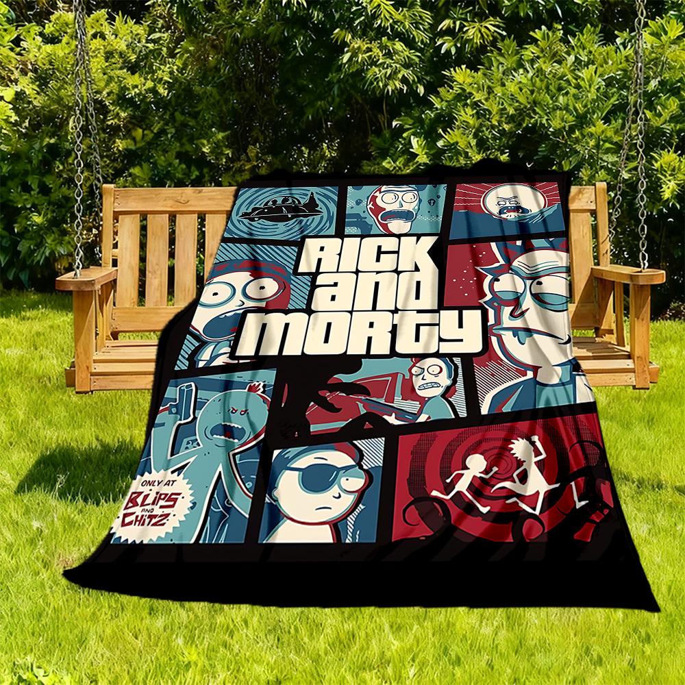 1pc RickMorty Outdoor Blanket Lightweight Flannel, Soft & Warm, All Season Use for Sofa, Outdoor, Camping, Living Room, Office, Chair