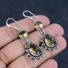 Natural Smoky Topaz Gemstone Handmade 925 Sterling Silver Earring 2.09" Y4d44