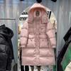 Winter new product loose hooded white duck down jacket women's thickened long waist thin button large size coat