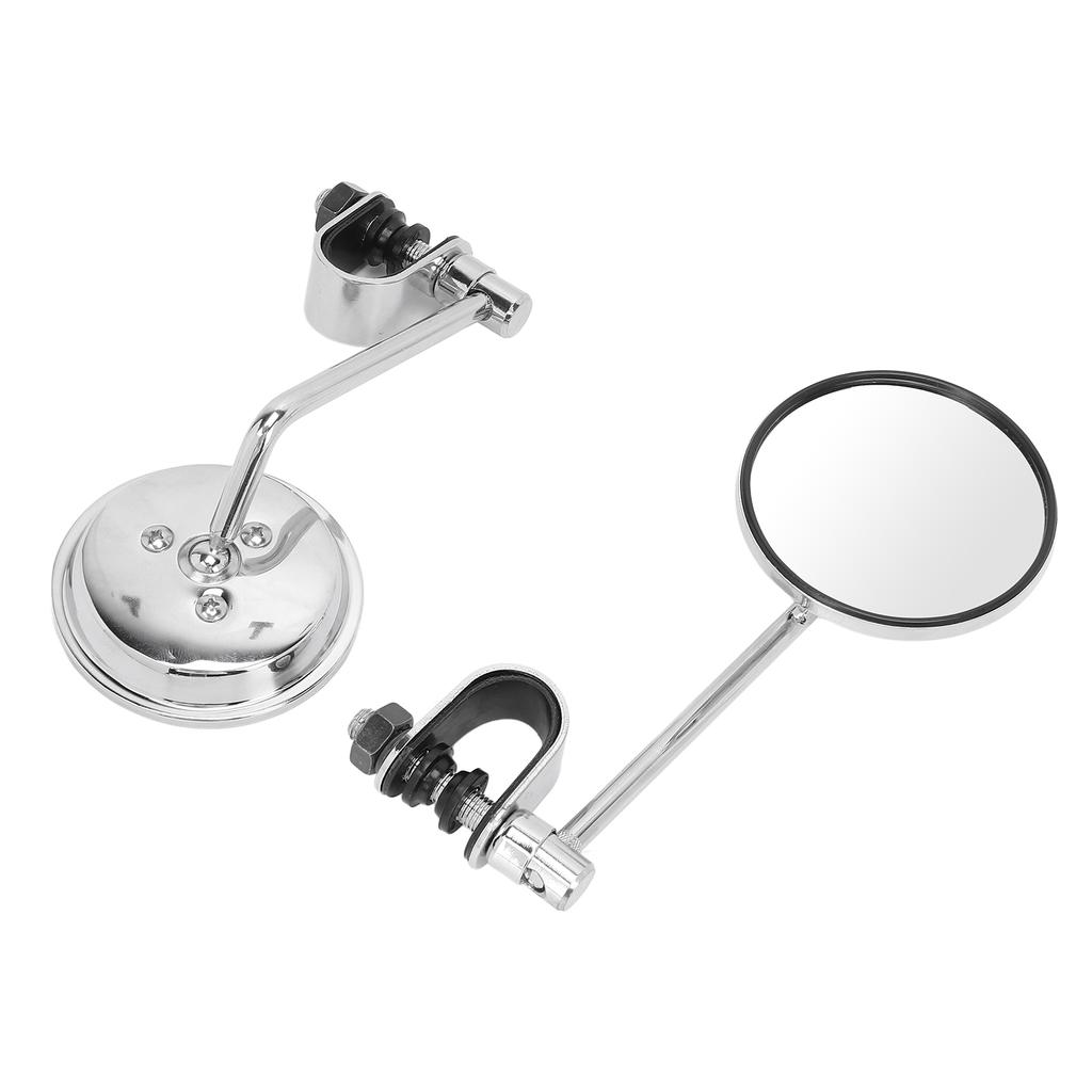1 Pair Motorcycle Rearview Side Mirrors Adjustable Round Handlebar Clip On Mirror Mirror