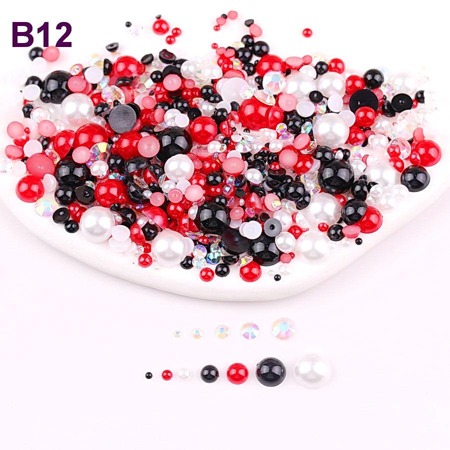 Mixed 2mm-10mm Half-Round AB Plated Resin Pearls - DIY Accessories