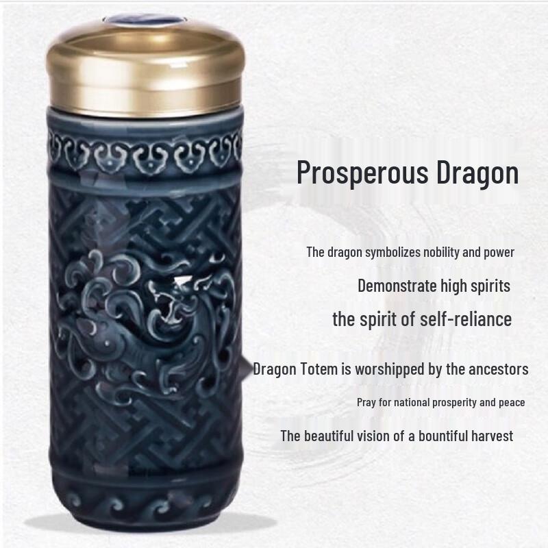 ACERA LIVEN Double-Layer Prosperity Dragon Portable Ceramic Cup