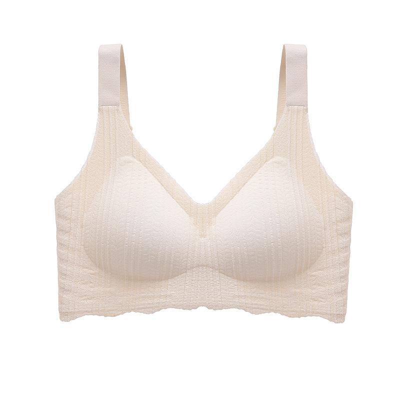 European and American large size comfortable women's underwear integrated fixed cup wide shoulder strap no steel ring large cup size bra