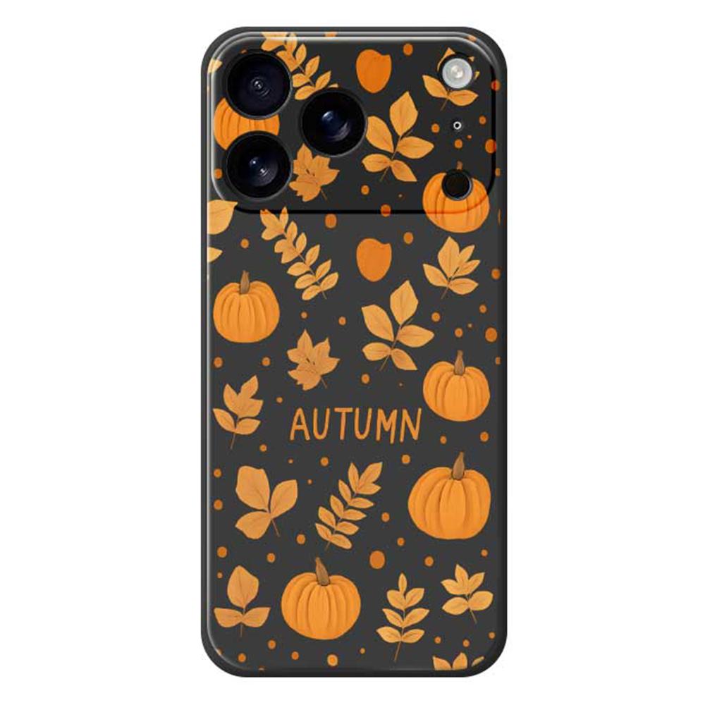 

For iPhone 17 Pro Max Case Autumn Theme Pattern Printing Straight Edge TPU Phone Back Cover Black