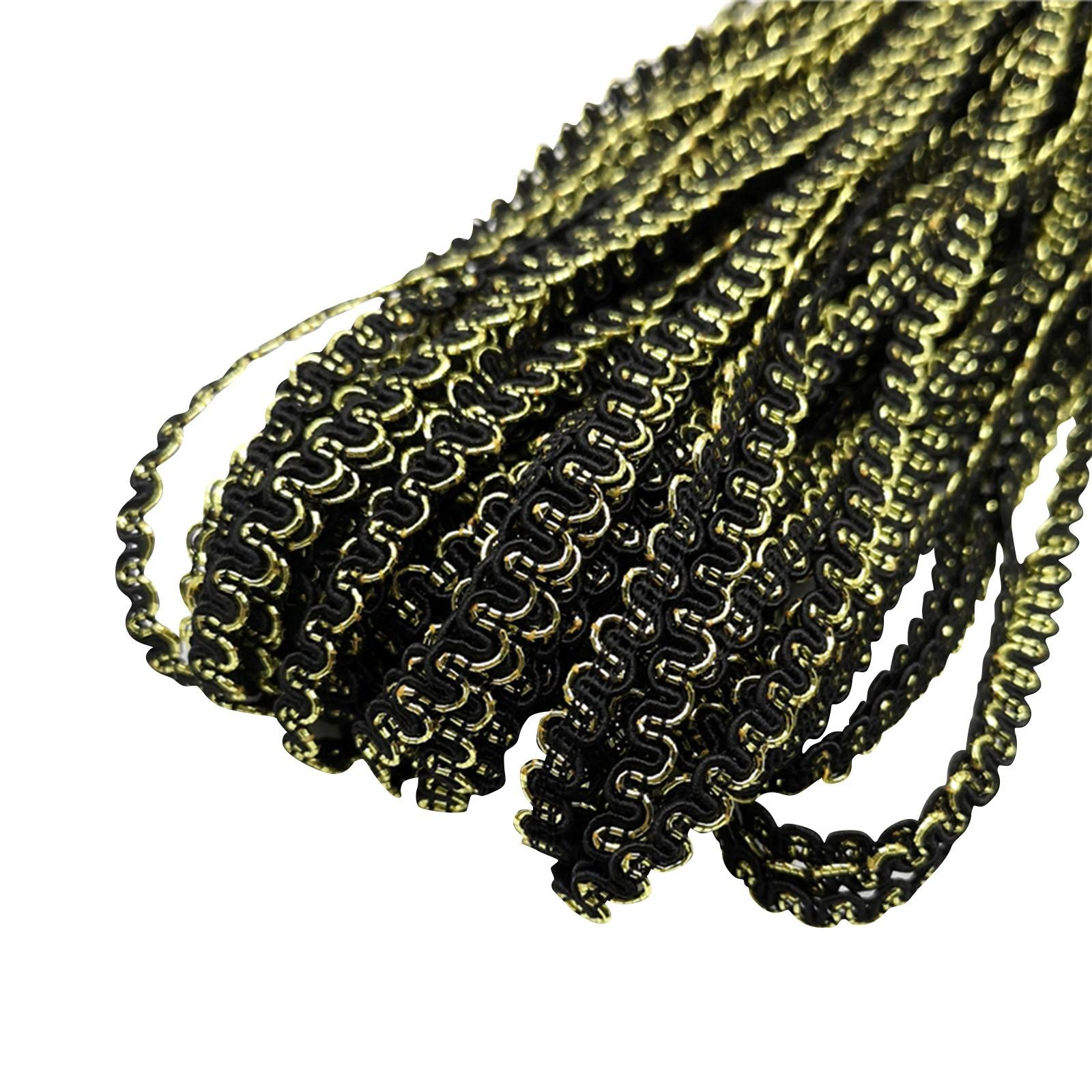 

50 ярдов 5 мм золотая линия волнистая кружевная лента сценическое платье костюм ручная работа отделка свадебные аксессуары для вечеринки #Ro One Size чёрный