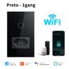 Tuya WiFi Smart Light Switch with Socket Brazil Standard Wall Touch Switches 10A Smart Plug Outlet Work With Alexa Google Home