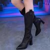 women cool pointed toe brown spring & autumn high heel boots lady casual comfort party shoes botas femininas ab699