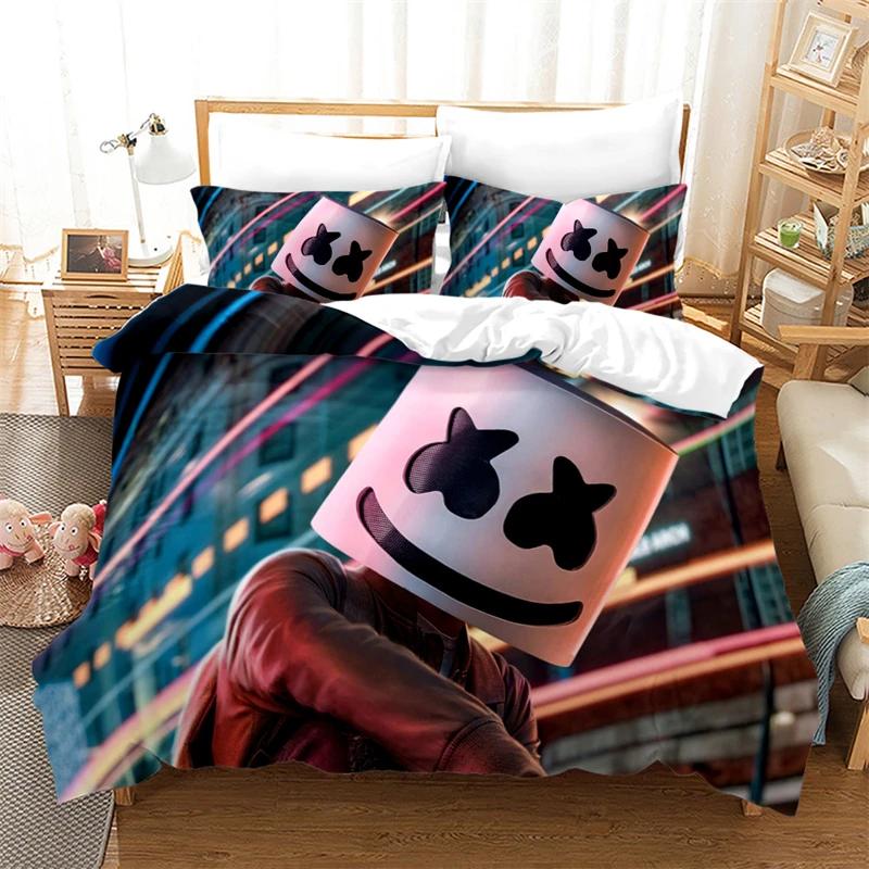 

3D Marshmello DJ Bedding Set Print Duvet Cover Set with Pillowcase Home Textile Single Twin Double Queen King Size Dropshipping EUR-Single 135x200cm
