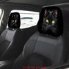 Black Cat Glow Printed Headrest Cover Polyester Cool Car Seat Head Protector Washable Auto Decoration All Cars