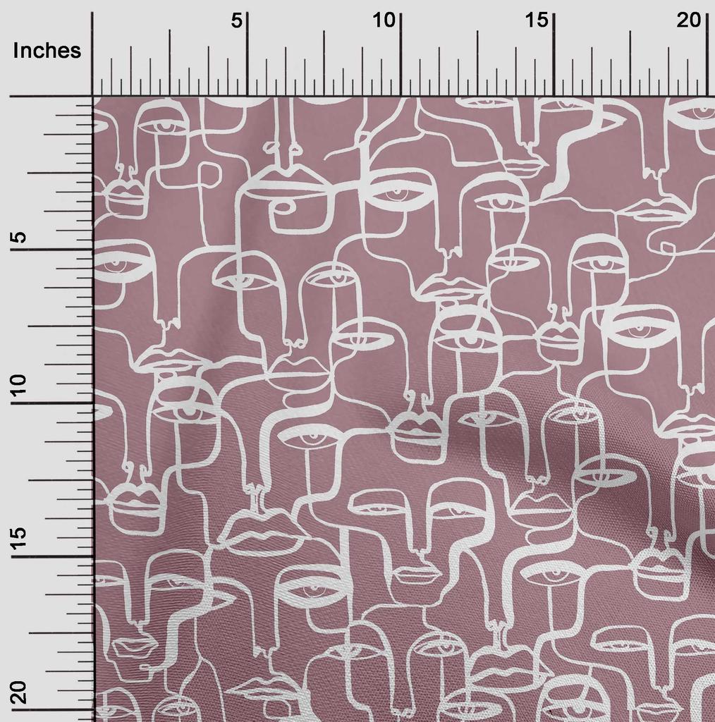 oneOone Bavlněný Flex Prachově Růžový Látka Abstraktní Obličej Prošívací Potřeby Potisk Šicí Látka Na Metráž 40 Palců