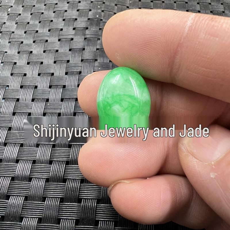 Emerald Green Jade Ring with White Background - Oval Pendant DIY Accessory ~8*10mm