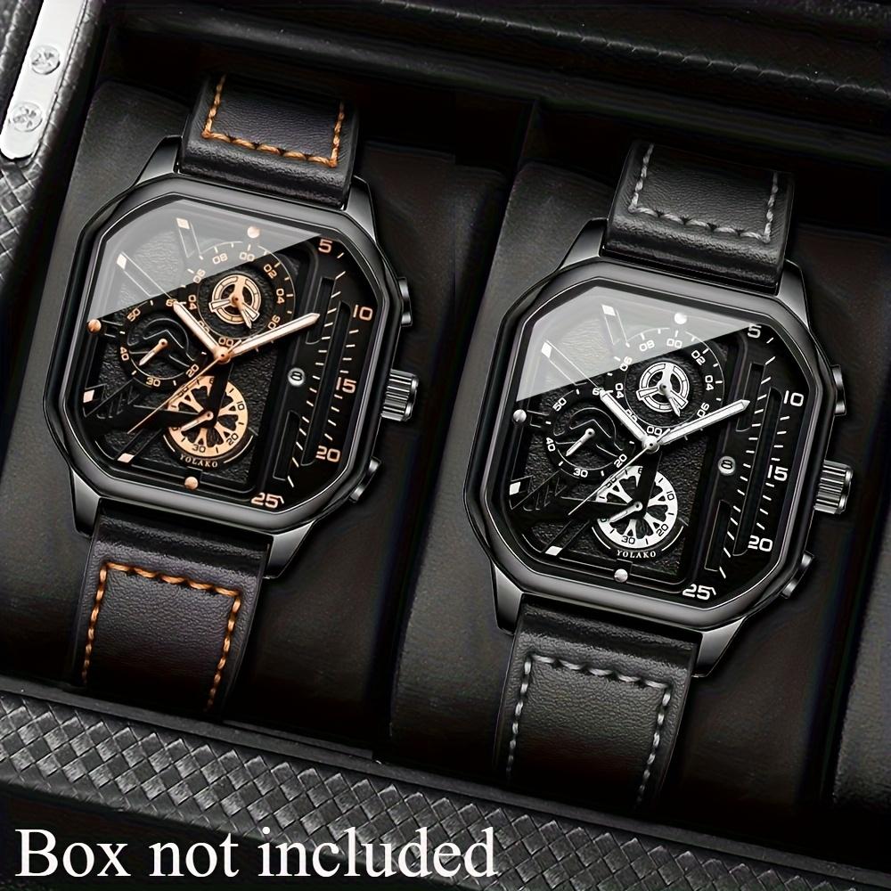 

Роскошный мужской кварцевый набор часов с кожаным ремешком из 2 предметов с календарем - Идеальный подарок для выпускника школы, мужской подарок