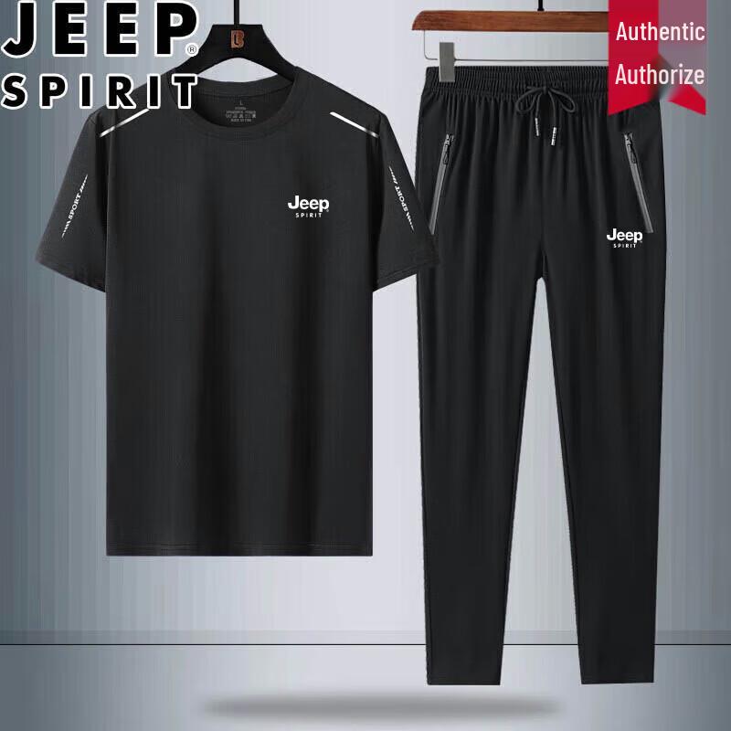 JEEP SPIRIT Men's Short Sleeve Sports Two-Piece Set