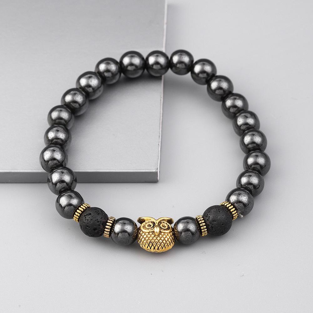 Personalized Owl Beaded Bracelet with Magnetic Stone Beads