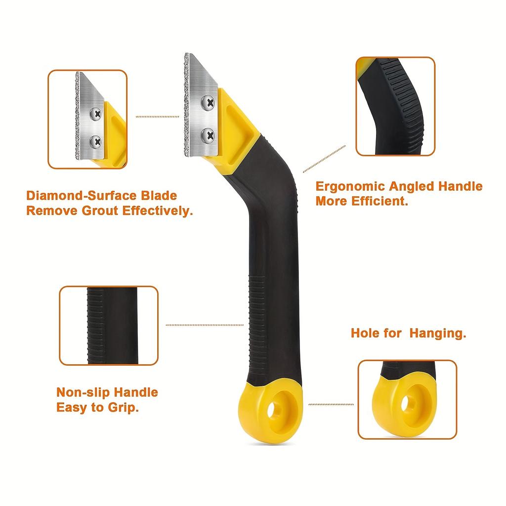 Tile Grout Saw Grout Removal Tool, Angled-Design Grout Hand Saw with 10 Diamond Surface Blades for Tile Cleaning, Removing Paint
