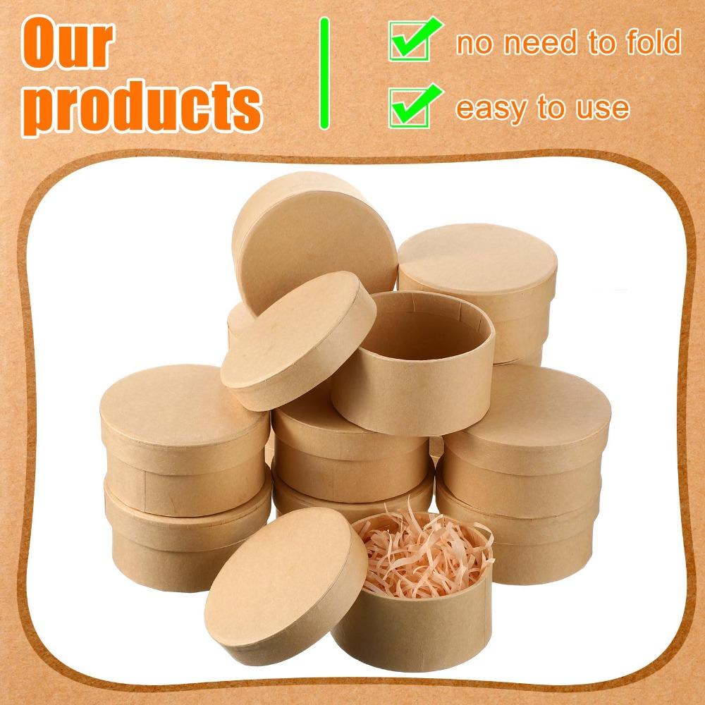 4pcs Round Paper Mache Box Mini Gift Box with Lid Gift Wrap Box Nesting DIY Cardboard Craft Empty Boxes Party Favor Box