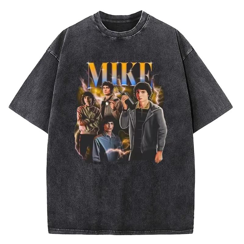 Quality Cotton Acid T Shirt American TV Series Stranger Vintage Washed Movie T-shirt ELEVEN 11 for Men Women