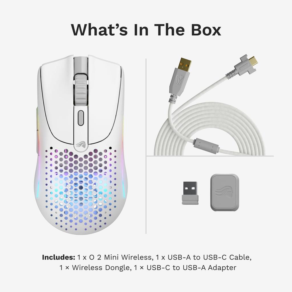 Glorious Model O 2 Mini Wireless Matte White Gaming Mouse MS0743 Wired/Wireless GLO-MS-OMWV2-MW