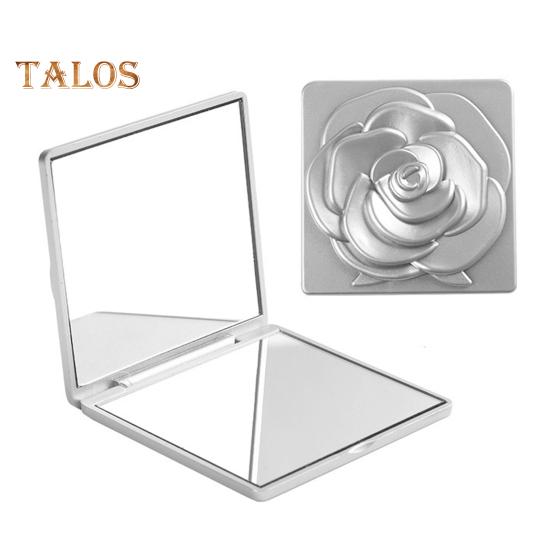 Portable Foldable Makeup Mirror Vintage Rose Double-sided Vanity Mirror High Clarity Men Women Pocket Travel Handheld Square Cosmetic Mirror