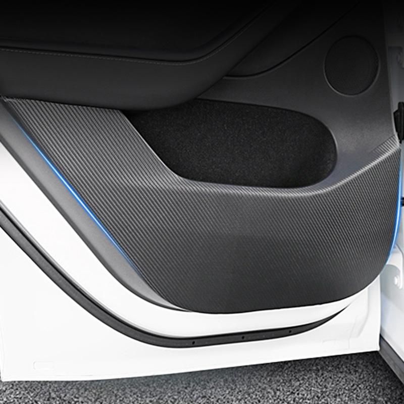 Carbon Fiber Car Door Anti Kick Film Glove Box Side Edge Protective Pad Car Stickers Cover For Tesla Model 3 Model