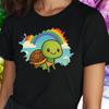 T-Shirt Women Turtle and Rainbow Motif Cotton Size S To 3XLWill Open In a New Window or Tab